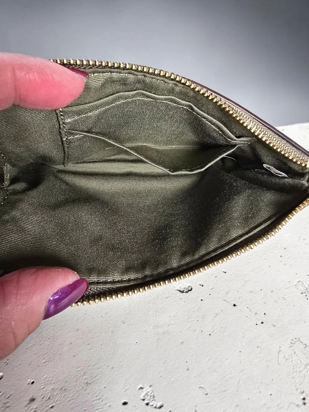 Coach Olive Green Leather Wristlet Pouch Gold Hardware NWOT